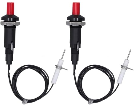 GUYTRM Accenditore piezoelettrico 2 pezzi 1 uscita 2 pulsanti con filo di accensione ad ago 1 metro Accensione piezoelettrica for forno e riscaldatore da cucina lingli