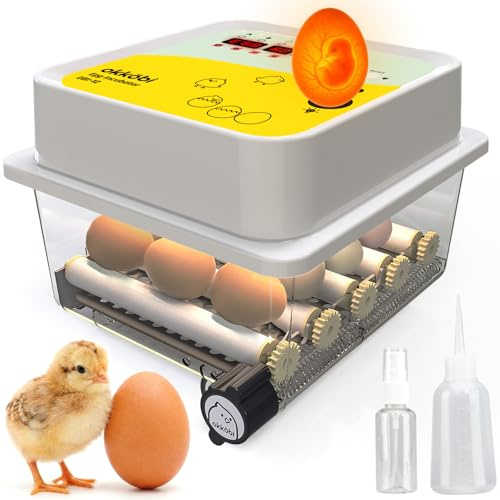 Okköbi OBI-12 Incubadora Automática – Incubadora de huevos para 12 huevos con Volteo Automático - Incubadora huevos gallina, codorniz y pato - Amarillo