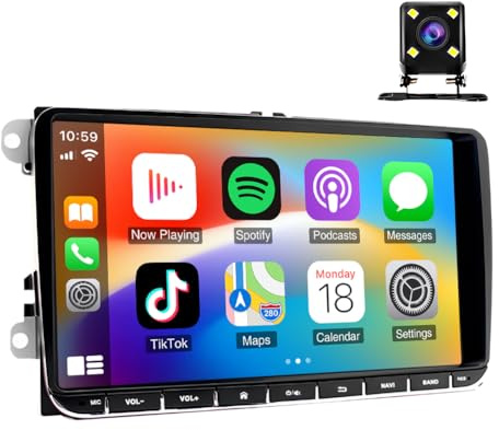 2+32G Autoradio per VW Amarok 2011-2016 con Carplay Android Auto, 9 pollici Touchscreen Lettore Ricevitore Multimediale Digitale con Bluetooth WiFi FM RDS SWC telecamera di retromarcia