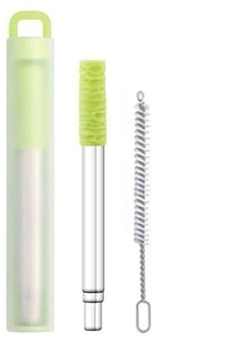 OAJABBGE Ensemble De Pailles Rétractables Voyage Réutilisables en Acier Inoxydable avec Porte-clés Et Brosse pour Pique-niques en Plein Air Paille Voyage