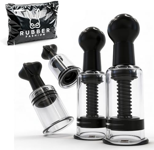 Rubberfashion Nippelsauger für Frauen – Brustwarzen Sauger - BDSM Set - Erotik Spielzeug für Paare Frau und Mann InnenØ 2,5cm und InnenØ 3cm