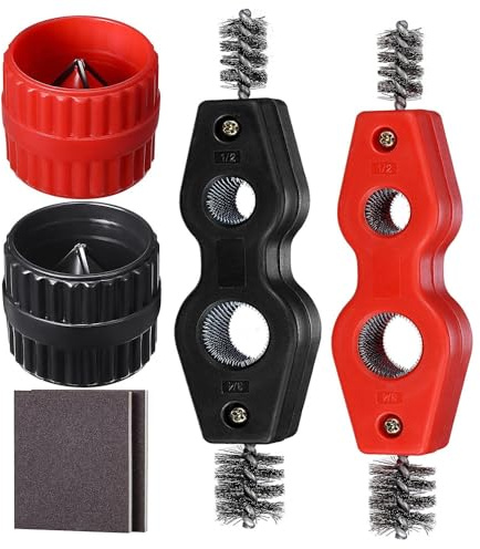 2Pcs Pipe Reamer Deburring Tool, Plastic Copper Pipe Cleaner and Reamer Deburring Brush for Copper PVC and Soft Steel Tubing