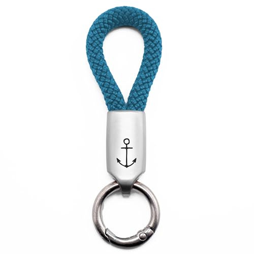 GIPFELWELLE Edelstahl Schlüssel Anhänger Kette Ring Paracord mit Gravur, Segeltau handgemacht, Damen Herren