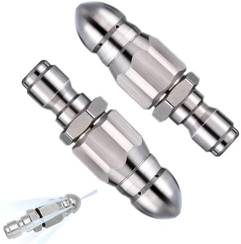 2pcs High Pressure Sewer Jetter Nozzle Kit, Stainless Steel Pipe Cleaning & Unclogging Washer Jet Cleaning Tool, 1/4'' Quick Connect Pressure Washer Nozzles, Jet Wash Nozzle for Drain & Pipe Cleaning