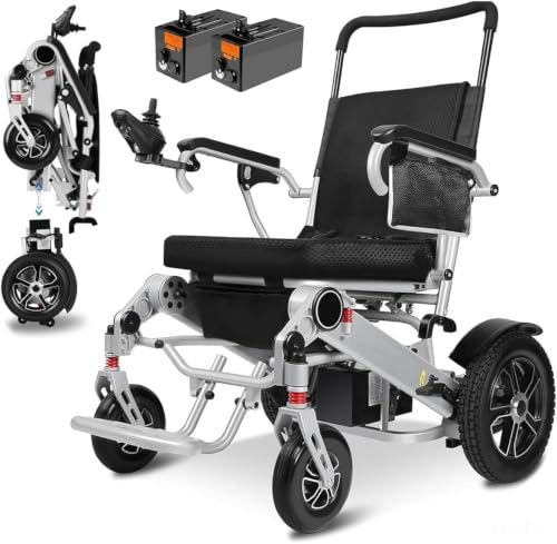 Teilbar Elektrischer Rollstuhl, Ultraleichter Faltbarer Elektrorollstuhl mit 2 * 13AH Batterien 40km Reichweite, für ältere und behinderte Menschen, bis150kg