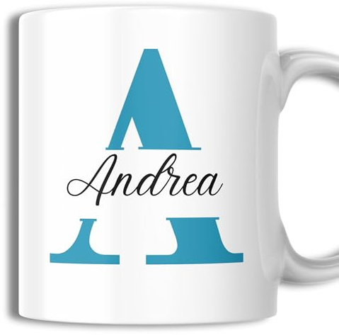 UNIKALIA Taza Personalizada Con Nombre E Inicial - 350ml - Tazas Originales