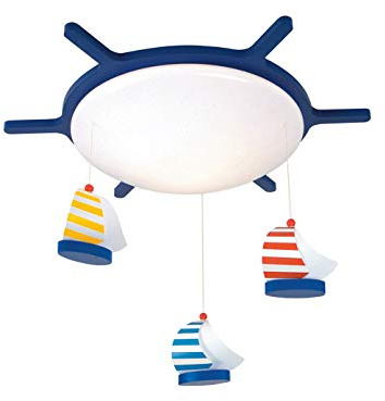 Niermann Standby 633 Deckenleuchte Steuerrad/Segelschiffe, 52 x 52 x 8 cm, 1x E27 max. 15 Watt. Nur Enegiesparlampen verwenden