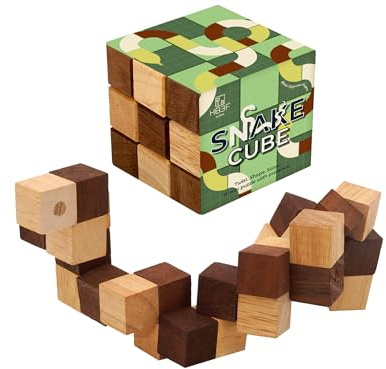 BSIRI Snake Puzzle Cube Classic Games (M Size) - 3D Mind Puzzles for Adults in Hand with Wooden Cube Designs of Magic Game for Educational Brain Games for Challenges Brain Teasers Puzzles