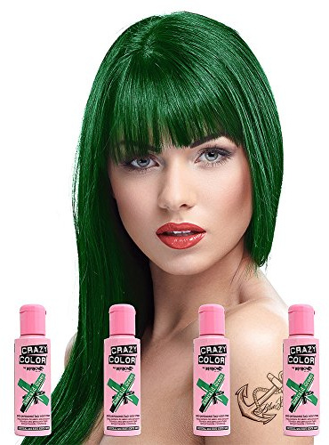 Renbow Crazy Color Semi Permanenti Hair Dye Color Crema, 4 x Smeraldo Verde 100 ml