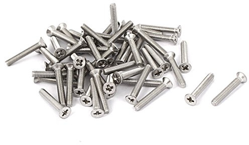 sourcing map M 2,5 x 16 mm acero inoxidable Phillips avellanado tornillos de cabeza plana 50 piezas