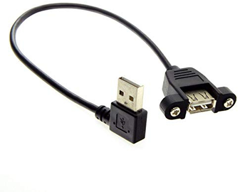 chenyang USB Verlängerungskabel, USB 2.0 Typ A Stecker auf Buchse 90 Grad abgewinkelt Datenübertragungs und Ladeverlängerungskabel 20 cm, mit Loch für die Panelmontage