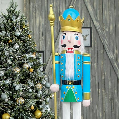 ECOM-CDL - Cascanueces gigante de madera, diseño rey/soldado (121,92 - 152,4 - 182,88 cm)