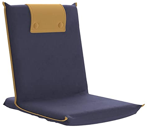 bonVIVO EASY III Folding Floor Seat – Comfortable Fold-Up with Back Support, Portable Lounge for Meditation, Reading & Relaxing – Indoor Seating for Adults & Kids, Blue