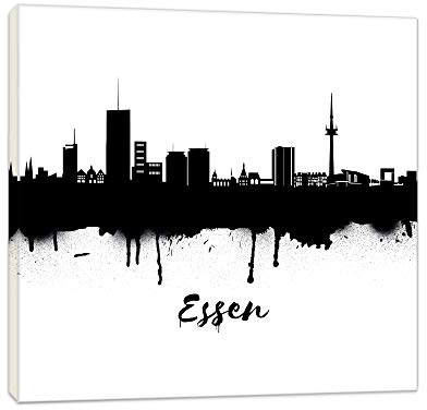 Wandbilder Wohnzimmer - Essen Schwarz/Weiss - 20x20cm Bilder Leinwanddrucke/Street art Graffiti Kunstdruck 2cm - Leinwandbild Wandbild/fertig aufgespannt/fertig zum aufhängen