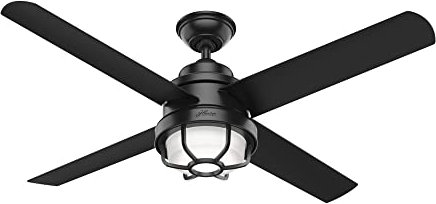 Hunter Searow Deckenventilator für Innen und Außen mit LED-Licht und Wandsteuerung, 54 Zoll, Mattschwarz