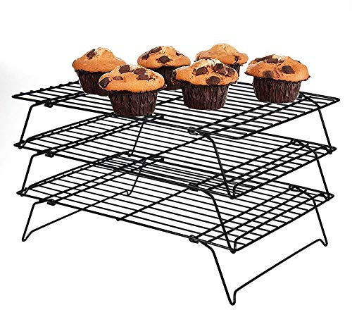 iPstyle 3 Tier Cooling Rack, Stackable Baking Rack Shelf, Kitchen Cookie Cooling Rack Baking Supplies for Bread Cake Biscuits and More (3-Tier Cooling Racks)