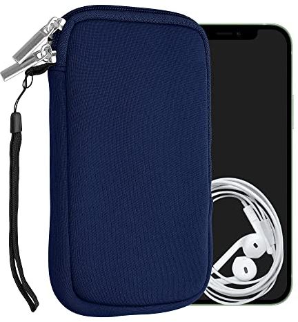 kwmobile Handytasche für Smartphones M - 5,5 - Neopren Handy Hülle Dunkelblau - Handy Tasche 15,2 x 8,3 cm Innenmaße
