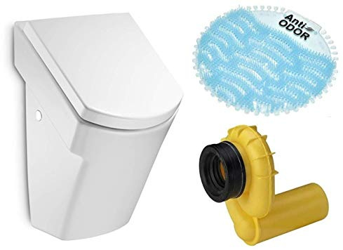 VBChome Urinal Hall mit Absenkautomatik-Deckel Zulauf von hinten Ablauf waagerecht + siphon