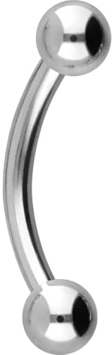 PIERCINGLINE Chirurgenstahl Banane 2 KUGELN Gebogener Piercing Stab Augenbraue Intim Brust Ohr Silberfarben 3 x 1,2 x 8 mm