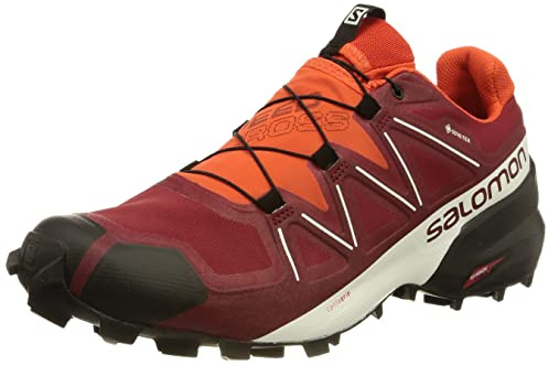 Salomon Speedcross 5 Gore-tex, Chaussures Lmperméables de Trail Running pour Homme, Protection Anti-Intempéries, Accroche Agressive, Fit Précis, Biking Red White Black, 44 EU
