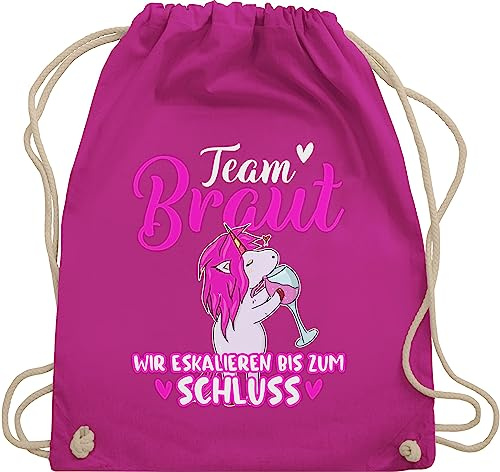 Turnbeutel Rucksack - JGA Junggesellenabschied Frauen - Team Braut - Einhorn Eskalieren - Unisize - Fuchsia - beutel crew brauttaschen bachelorette party juterucksäcke