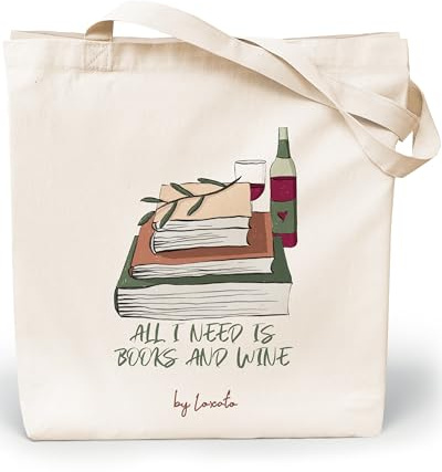 Loxato Jutebeutel Bedruckt - Stofftasche Baumwolle - Einkaufstasche Damen | Stoffbeutel, Baumwolltasche 100%, Canvas-Stoff 220 g/m2, Lange Henkel 70cm, Tragetasche, Einkaufsbeutel