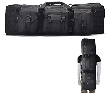 SJASD Waffenkoffer für Langwaffen,Doppelgewehrtasche Waffentasche Gewehrtasche,Gepolsterte Gewehrkoffer mit Doppelfach & Aussentaschen,Gewehrfutteral für das Jagdschießen,600D Oxford Tuch