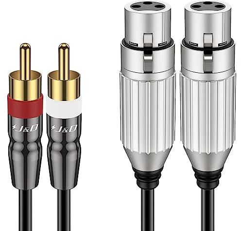 J&D 2 Cinch Stecker zu 2 XLR Buchse Kabel, Unbalancierte Dual XLR zu Cinch HiFi Audio Kabel Stereo Audio Verbindungskabel Stecker PVC Shelled Cinch Kabel für Lautsprecher Kondensator Mic Mixer AMP