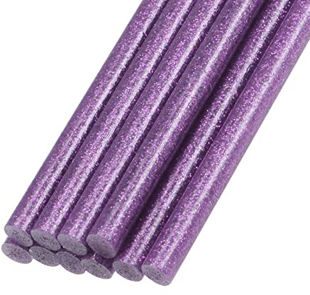 Rebower Heißklebestifte Mini Kleber Heißklebepistolen Stifte [für Kunst Handwerk Basteln Karte Herstellung] - 0.27 x 4/Glitzer Lila/10Stk