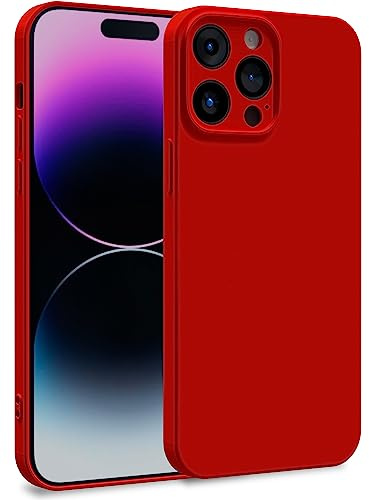 MyGadget TPU Case for iPhone 14 Pro Max - Cover Dual Layer with Camera Protection | Inner Lining - Soft Touch Rubber & Anti-Scratch Shell Red