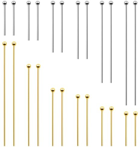 TOAOB 200 Piezas Alfileres de Cabeza de Bola de Acero Inoxidable con 6 Tamaños de Alfileres Rectos Redondos de 18 a 50 mm ParaJoyas Artesanales Collares Pendientes Bisutería Tono