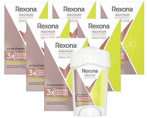 Rexona Maximum Protection Anti-Transpirant Deo Creme Stress Control mit 48 Stunden Schutz gegen starkes Schwitzen und Körpergeruch 45 ml 6 Stück