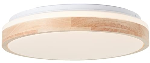 Lightbox LED Deckenlampe - Ø 39 cm - Deckenleuchte mit Holz Rahmen & | LED Deckenlampe, Ø 39 cm, 24 W, 2500 lm, 3000 K, Fernbedienung & CCT