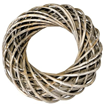 Couronne décorative en rotin style shabby blanc - 38 cm - Couronne en osier pour décorer - Couronne de porte en rotin - Couronne de table - Couronne de l'Avent - Couronne décorative en bois tressé