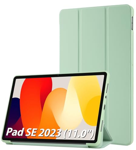 Simpeak Coque Compatible pour Xiaomi Redmi Pad SE 11.0 2023 Housse de Protection en Cuir PU Étui Magnétique Ultra-Mince avec Fonction Support - Vert