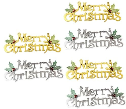 Cabilock 6stücke Weihnachts Türanhänger Dekoration Kreatives Design Mit Merry Christmas Schriftzug Silber Für Festliche Anlässe Und Weihnachtsfeiern