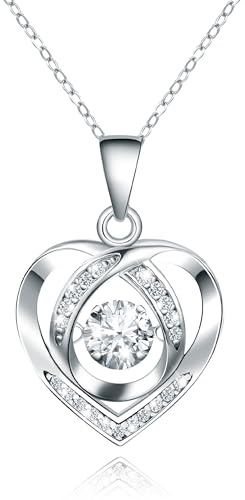Bistfy Kette Damen Silber 925, 45+5cm Kette Pendant Moissanite Halskette Damen für Damen Frauen Geschenk Geburtstags Weihnachten Valentinstag Muttertag Geschenk