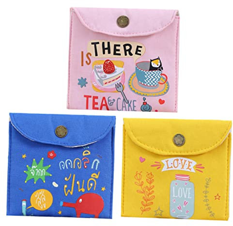 HAPINARY 3stücke Teiliges Damen Sanitary Pad Taschen Aus Canvas Mit Knopfverschluss Große Kapazität Praktisches Hygiene Täschchen Für Reisen Und Outdoor Vielseitige Aufbewahrungstaschen