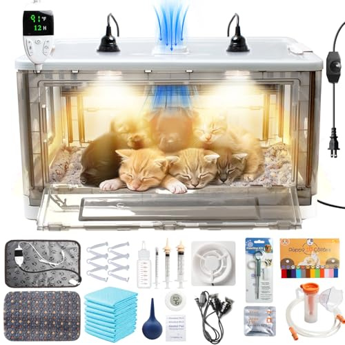 Incubatrice per cuccioli con riscaldamento e ventilatore, incubatrice per cani, incubatrice per cuccioli e gattini