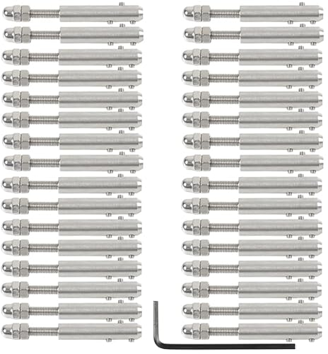 Drehseilklemmen 32 Stück Kabelgeländer-Drahtseil, 4 mm, 5/32 Zoll, Gewindebolzen, Spannung, Endmontage, Klemme, Kreuzklemme mit Schraubbolzen DrahtseilhüLsen