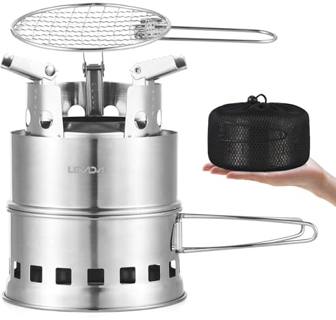 Lixada Portable Camping Stove Alcohol Wood Burning Survival Stove Compact Lightweight for Outdoor Backpacking Picnics and BBQs Small Dual Fuel Camp Stove