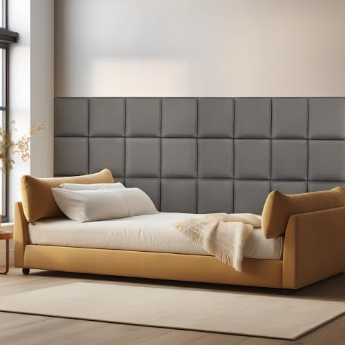 [neu.haus] Väggkuddar Carpino set om 4 30 x 30 cm, väggkudde, sammet, mörkgrå, väggpaneler, vadderad huvudgavel för säng, klädselpanel för limning