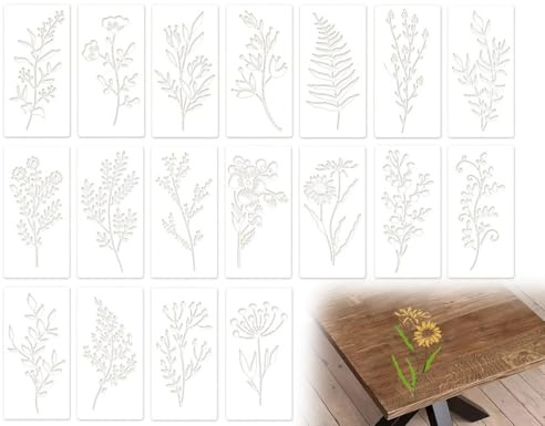 Lhbwhiz 18 foglie Stencil, stencil riutilizzabile per pittura, stencil per pittura e disegno, stencil per pittura a foglie, per album fotografici fai da te, scrapbooking, decorazione murale