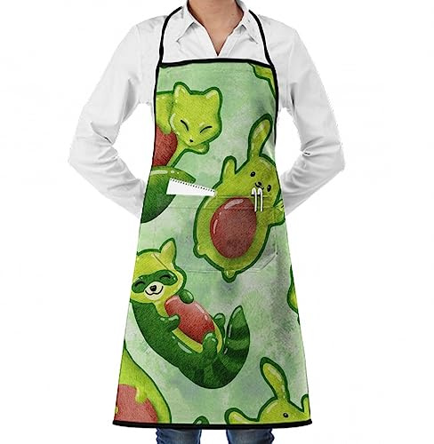 Oudrspo Hombres Mujeres Delantal Hornear Cocina Jardinería Trabajos con bolsillos