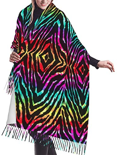 Halstuch Buntes Regenbogenzebra Winterschal Waschbar Deckenschal Weiche Winter Stola Frauen Schal