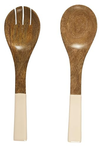 HOME DECO FACTORY Couverts à Salade en Bois de Manguier Durables Marron | Bois de manguier, couverts à salade, design élégant et durable, salades et crudités, service de table, marron