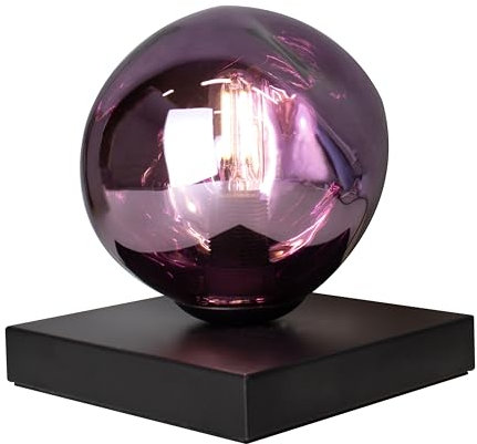 Leuchte.Store Tischleuchte Canopus,moderne 1-flammige Standlampe aus Metall in Lila,mit lackiertem Glas im Lava-Design,Tischlampe mit Schnurschalter,Standleuchte,Wohnzimmerlampe