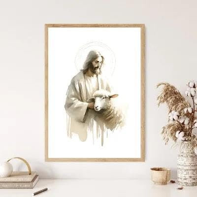 Yocheng Paraboles de Jésus Affiche Croyants Chrétiens Aquarelle Peinture Impression Sur Toile Porche Maison Mur Art Décoration Peinture Suspendue 50x70cm sans cadre