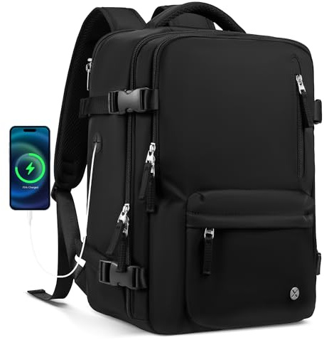 LUGGEX Ryanair Handgepäck Rucksack 40x20x25 cm - Reiserucksack für Handgepäck unter dem Sitz im Flugzeug - 20L Kleine Handgepäcktasche für 14 Zoll Laptop, für Damen und Herren, Weekender, Schwarz