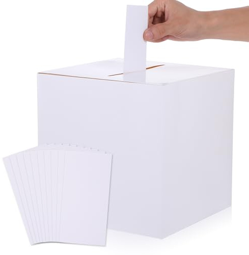 Abeillo Hochzeitskartenbox Weiß 24 x 24 cm Kartenbox mit Schlitz mit 10 Grußkarten für Hochzeitsempfänge, Partydekoration